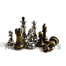 Jene Chess PIECES ONLY Metal Set, X LARGE 4.5 Inch King, EXTRA QUEENS, NO BOARD