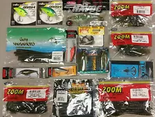 NEW Fishing Tackle Assortment Grab Box $100 Variety Lures,Soft Plastics, Hooks,