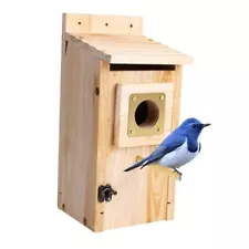 Blue Bird Houses for Outside with Copper Guard, Pole, Thicken Wooden Hanging