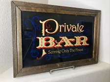 ‘Private Bar’ Framed Vintage Bar Mirror 19”x13”