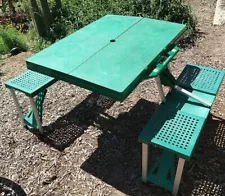 Vintage Foldable Portable Picnic Table + Seating For 4 kids Perfect 4 traveling