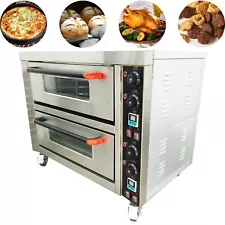 Commercial 220V Double-Deck Electric Oven for Pizza Bread Meat etc with Casters