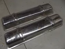 VINTAGE OEM PAIR OLDSMOBILE ROCKET VALVE COVERS CHROME PATINA 371