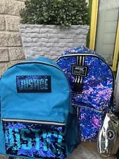 Justice Sequined Backpacks 16H”x15W”x9D” LOT OF 2 Gently Used