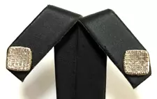 (MA3) Men's 10k Yellow Gold 1.5g Diamond 0.25TCW Square Stud Cluster Earrings