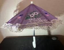 Wedding Child Party Lace Mini 10" Purple Painted Parasol Umbrella Colleen