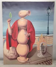 Vintage Oil Painting Copy of Rene Magritte THE RIGHTS OF MAN Surrealism