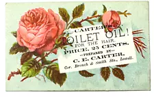 Carters Toilet Oil For the Hair C E CARTER APOTHECARY Victorian Trade Card