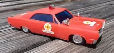 Vintage 8" Plastic Friction 1968 AMC Ambassador Fire Chief Car Good Shape HK