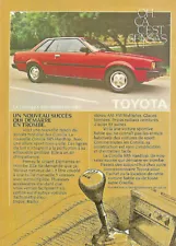 1982 TOYOTA COROLLA SR5 HARDTOP 2-DOOR RED AUTOMOBILE ORIGINAL AD IN FRENCH