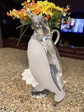 Penguin Ice Skating Acrylic Statue 15 x 10 Clear/Frosted