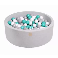 Round 35 x 11.5 Inch Baby Foam Ball Pit with 200 Balls, Turquoise/Gray (Used)