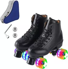 Black Derby Roller Skates with 4 Shiny Whe... Roller Skates for Men and Women