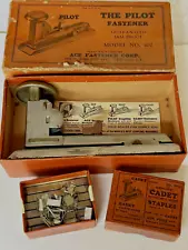 Vintage PILOT FASTENER #402 & CADET Staples #300 ACE FASTENER CORP Chicago + BOX