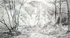 7th SPRING SALE NOW Indiana Drawing CHARLES CONNER 'Forest Stream' 4.25" x 7.25"