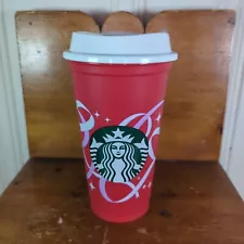 Starbucks 2021 Holiday Reusable Red Hot Cup Grande 16oz BPA Free Plastic Coffee