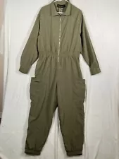 Spooner Cargo Jogger Jumpsuit Plus Size 1X Army Military Green Long Sleeve Zips