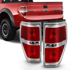 Chrome Tail Lights Brake Lamps Pair For 2009-2014 Ford F150 F-150 Pickup Truck