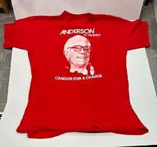 Vintage 1980 John Anderson for President Candor for a Change Red & White T-Shirt