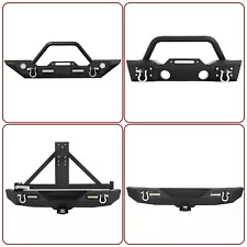 Rock Crawler Front/Rear Bumper Winch Plate LED D-Ring For 07-18 Jeep Wrangler JK (For: Jeep)