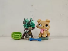 2pcs/lot Littlest Pet Shop toys LPS Dog #1439#1194 W/5pcs Accessories for kid