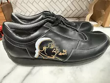 Extremely RARE Platinum FUBU Fat Albert Black Leather Vintage Shoes-Mens Sz 9.5