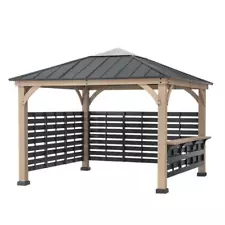 Sunjoy 11 ft. x 11 ft. Cameron Cedar Wood Framed Hot Tub Gazebo with Steel...