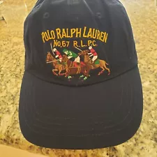 POLO RALPH LAUREN MEN NAVY BLUE "3" PLAYER/PONY LOGOS BALL CAP HAT OSFA $49 NWT