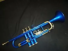 Trumpet SALE NEW BLUE BRASS COLOUR STUDENT Bb FLAT TRUMPET FREE CASE+M/P