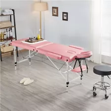 Adjustable Massage Table Folding Spa Bed Portable Spa Table for Beauty Pink Used