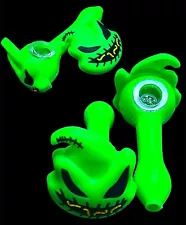 Oogie Boogie Jack Skelington UNBREAKABLE Silicone Hand Pipe Glass Bowl Bong