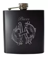 Pisces 6 Ounce Flask Created By Local Artist KW