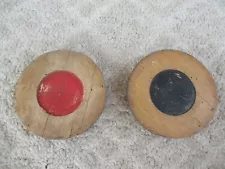 2 Vintage Wooden Shuffleboard Game Pucks - excellent condition