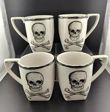 Coventry Skulls Fine China Porcelain 12 oz Coffee/Tea Mugs 4"×3" Set of 4