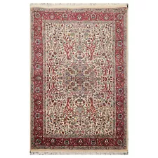 4' x 6'2" Hand Knotted 100% Wool 16/18 PakPersian 300 KPSI Area Rug Cream