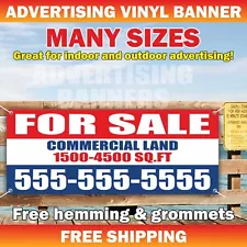 FOR SALE COMMERCIAL LAND Advertising Banner Vinyl Mesh Sign rent lease realtor