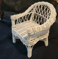 white wicker doll chair vintage