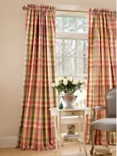 Set of TWO COUNTRY CURTAINS ® Brand Moire Plaid Rose French 50x98 drapery PANELS