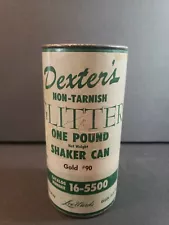 Vintage Dexter's Glitter Craft LeeWards Non-Tarnish One Pound Can Used Prop G12