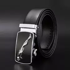 Microfiber Leather Belt for Men, Fashion Ratchet Belt No Holes Slide Buckle Belt