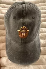 Smokey the bear hat cap strap back distressed grey.