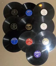 Lot of 10 - 1920s - 1940s JAZZ, Dance Bands, Swing 78 RPM Records FREE SHIPPING