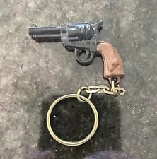 Revolver Brown Keychain Gun Shape Mini Pistol Key Ring