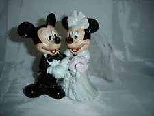 DISNEY MICKEY & MINNIE MOUSE PORCELAIN WEDDING CAKE TOPPER