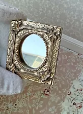 Miniature Dollhouse ***SALE*** framed ANTIQUE Gold Mirror Vintage 1:12 OVAL