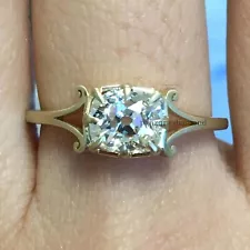 2.0 Carat Antique Old Mine Cushion Cut Moissanite Ring Marriage Anniversary Gift