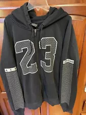 AIR JORDAN FLIGHT FLASH 23 BLACK MENS Zip HOODIE SZ XL Silver Print Rare