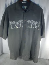 Hibiscus Hawaii Men's Size XXL Shirt Palm Trees Gray