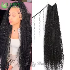 Crochet Human Hair Boho Box Braids with Human Hair Curls Braiding Hair Boho Box