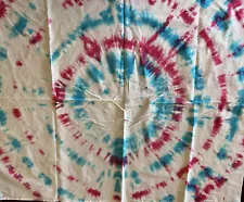 Handmade Tie Dye Fabric, 100% Cotton, Hot Pink, Turquoise White 34”x39” SALE